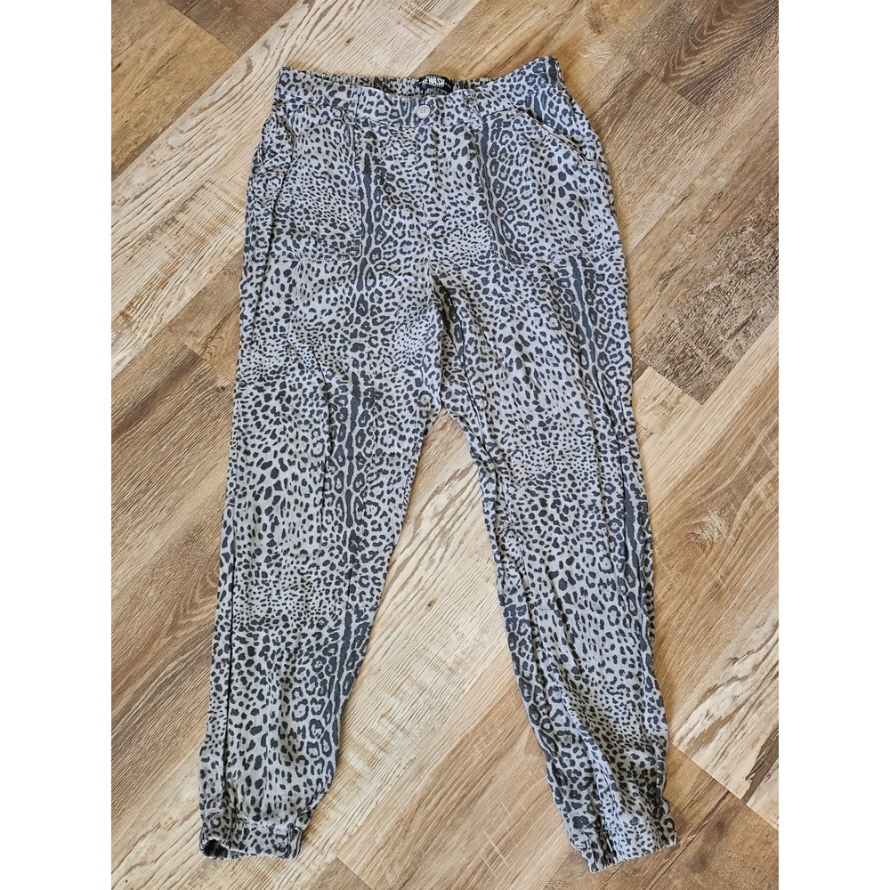 Rewash Brand Womens Grey Leopard Print Jogger Pants Rayon Size Medium